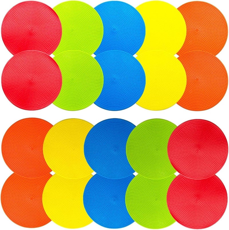 ILAZR Non Slip Agility Marker Aggregate Dots 9 inch 5/9 Color Floor Dot Marker for Classroom Dance Sports Football Basketball Speed Agility Training - Image 1